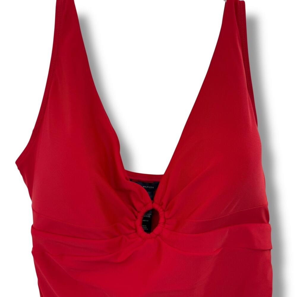 NEW Tommy Hilfiger Red One Piece Swimsuit Size 16 Red Center Ring Full Coverage - Picture 4 of 9